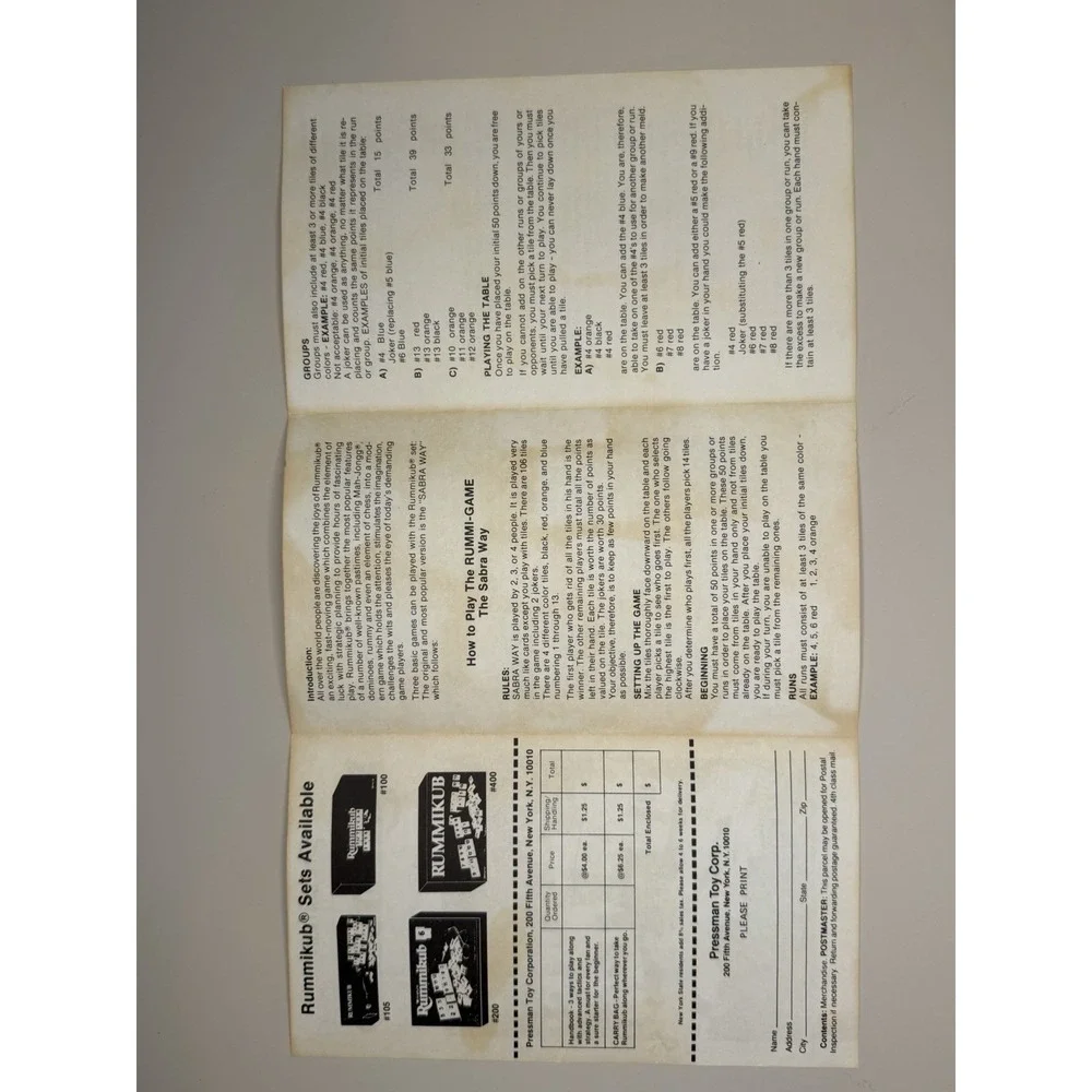 Vintage Pressman 1980 Rummikub Game